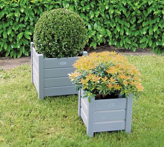 Potters Square Wooden Planters Set Of, Wooden Square Planters Outdoor