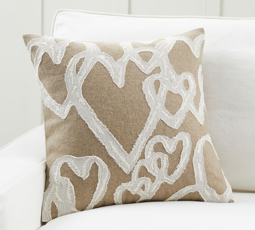 grey heart pillow