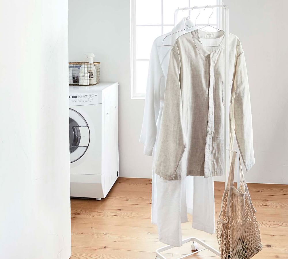 Tosca Rolling Hanger Rack For Laundry Basket, White Pottery Barn