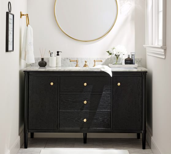 Single Wide Sink Vanity Pottery Barn, 52 Inch Lighted Mirror