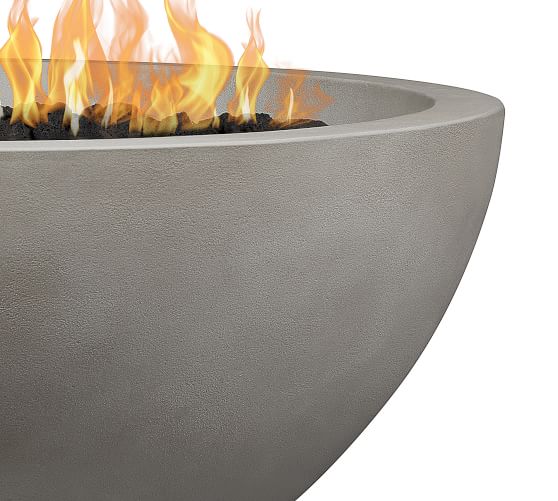 Nerissa Concrete 38 Round Natural Gas, Gray Natural Playa Stone Propane Fire Pit Table