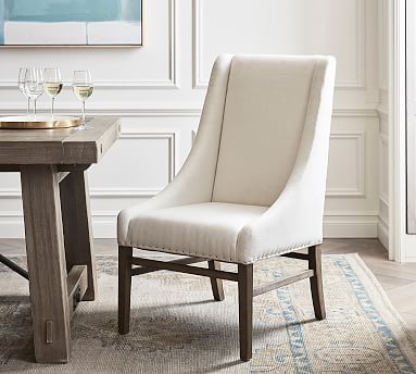 Milan Slope Upholstered Dining Armchair, Small Upholstered Dining Chairs With Arms