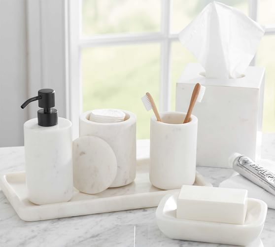 Frost Marble Bathroom Accessories Set, Marble Bathroom Set Bed Bath And Beyond