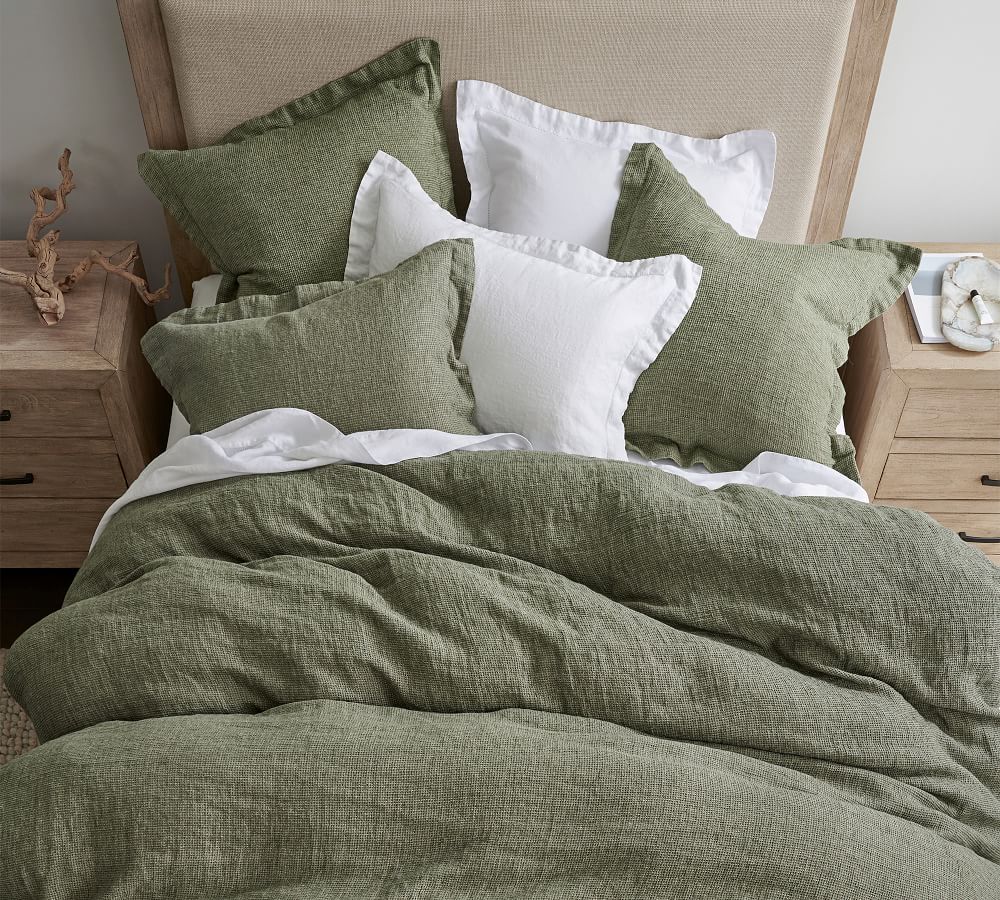 Flax Belgian Flax Linen Waffle Duvet Cover, King/Cal. King | Pottery Barn