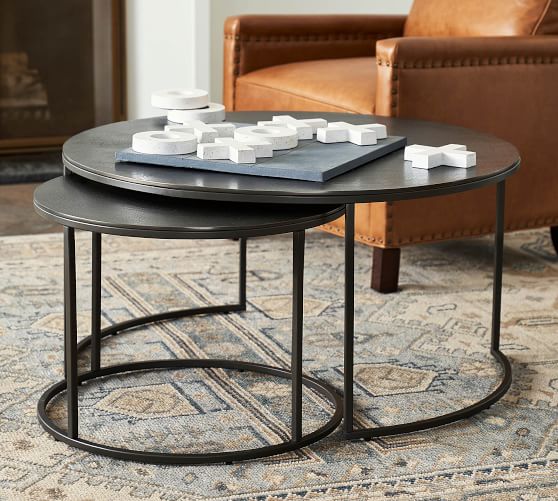 Duke Round Metal Nesting Coffee Tables, Round Glass Coffee Table Pottery Barn