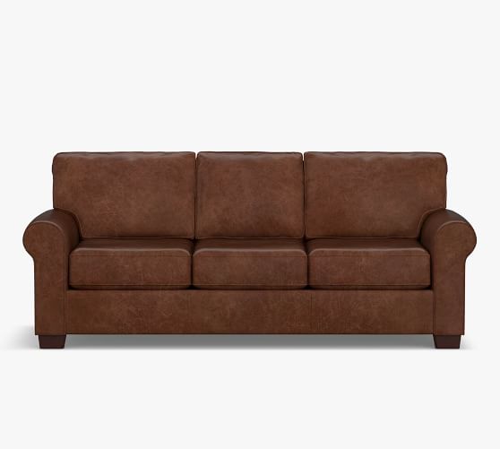 Buchanan Roll Arm Leather Sleeper Sofa, Brown Leather Sectional Sleeper