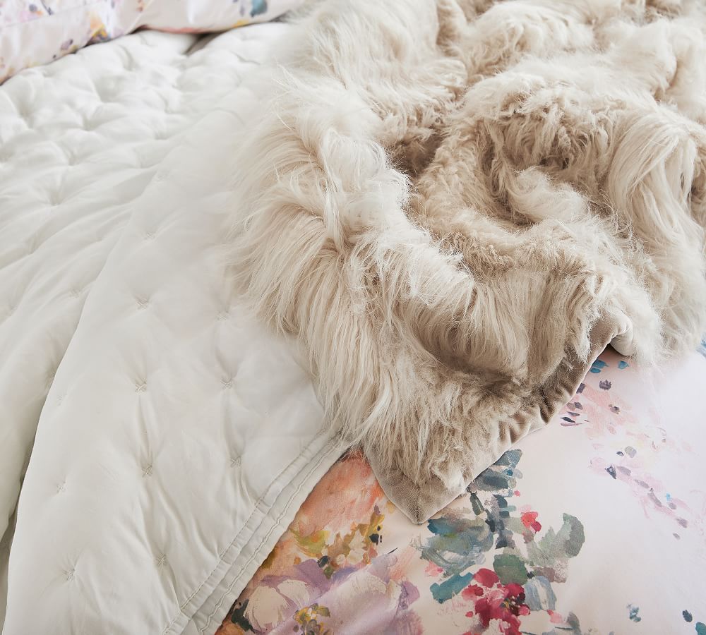 Mongolian Patchwork Faux Fur Throw Pottery Barn