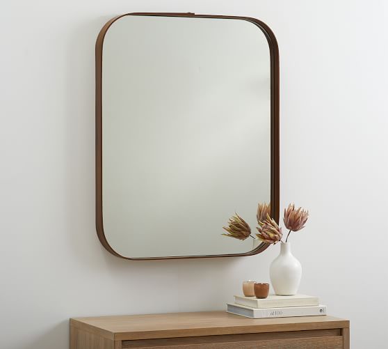 Bentley Rounded Rectangle Wall Mirror, Rectangular Decorative Mirror With Rounded Corners