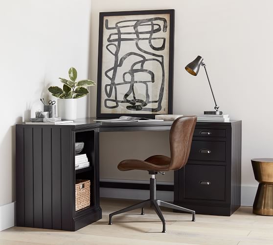 Aubrey Corner Desk With Bookcase File, Best Desk With File Cabinet