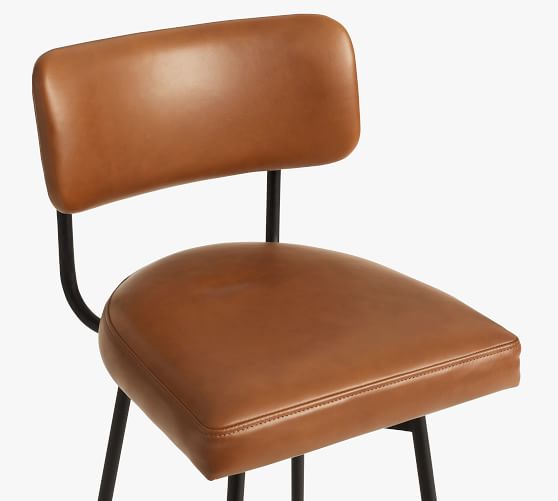 Maison Leather Swivel Bar Counter, Brown Leather Swivel Counter Height Stools