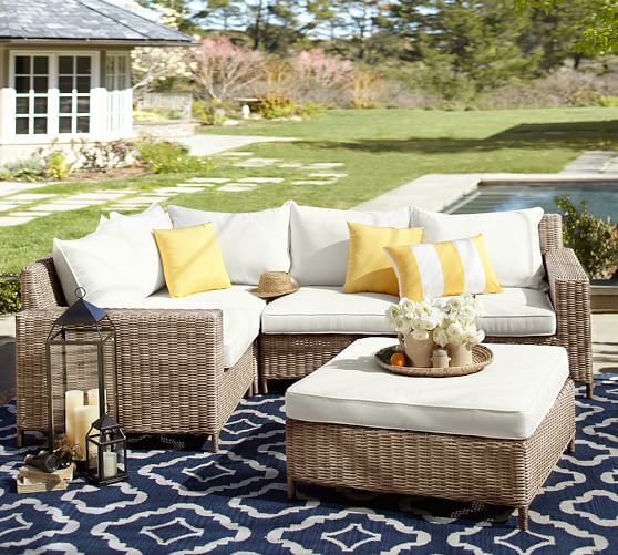 Torrey All Weather Wicker Square Arm, Pottery Barn Outdoor Sectional Cushions
