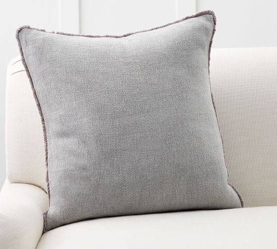 gray fringe pillow