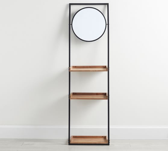 Ton Ladder Shelf With Mirror, Asher Ladder Bookcases