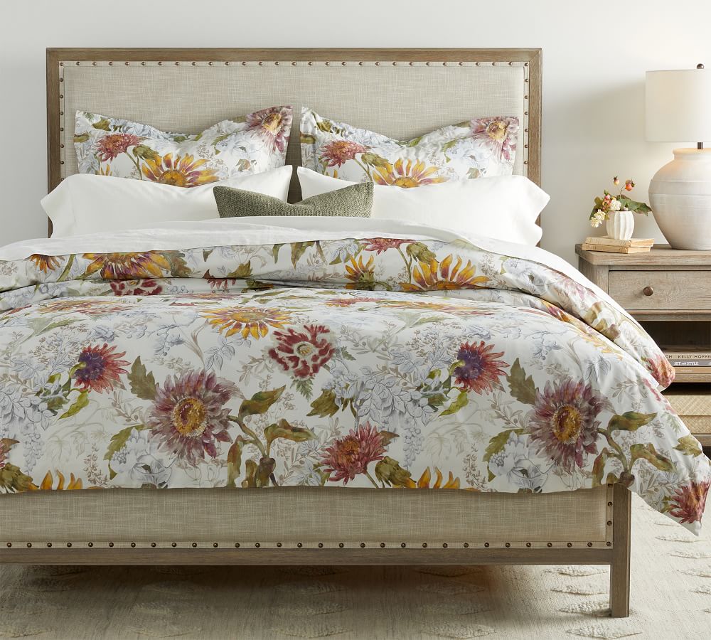 POTTERY BARN Monique Lhuillier Isabella Organic King Duvet Cover Only NEW Floral