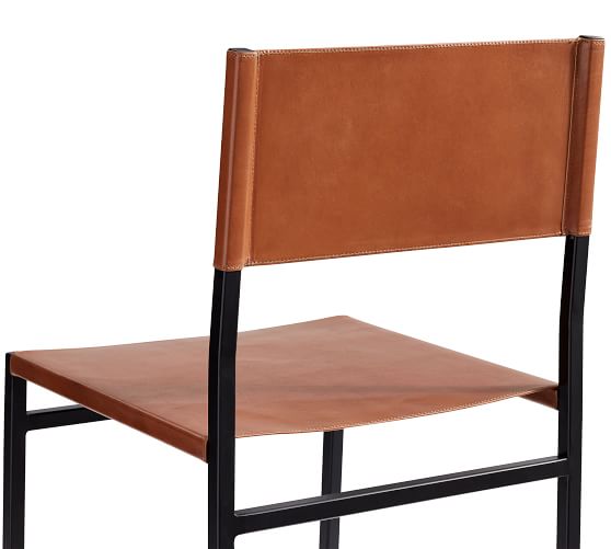 Hardy Leather Dining Chair Pottery Barn, Tan Leather And Metal Dining Chairs