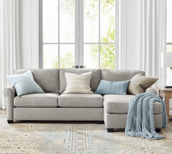 Buchanan Roll Arm Upholstered Sofa Chaise Sectional | Pottery Barn