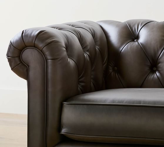 Chesterfield Leather Sofa Pottery Barn, Rustic Black Leather Sofa