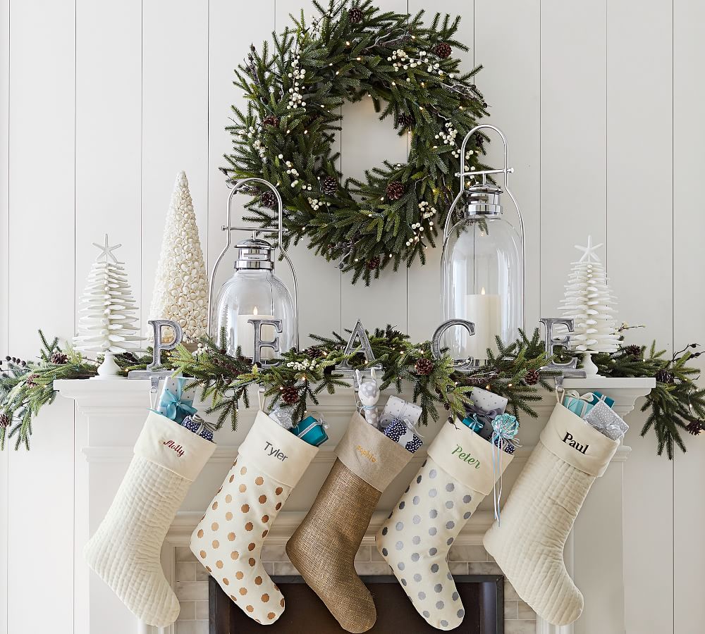 PreLit Woodland Pine Wreath & Garland Pottery Barn