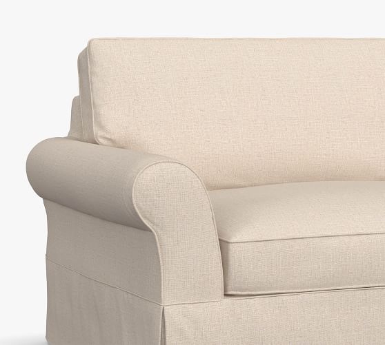 Pb Comfort Roll Arm Slipcovered Sleeper, Pb Comfort Roll Arm Slipcovered Sleeper Sofa With Memory Foam Mattress
