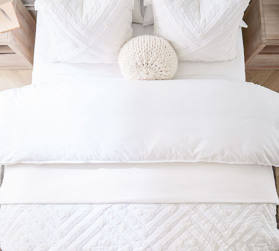 Organic Cotton Double Piccalilly Plain White Duvet Cover
