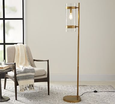 Laurel Glass Floor Lamp Pottery Barn, Threshold Floor Lamp With Shelves Shade Replacement