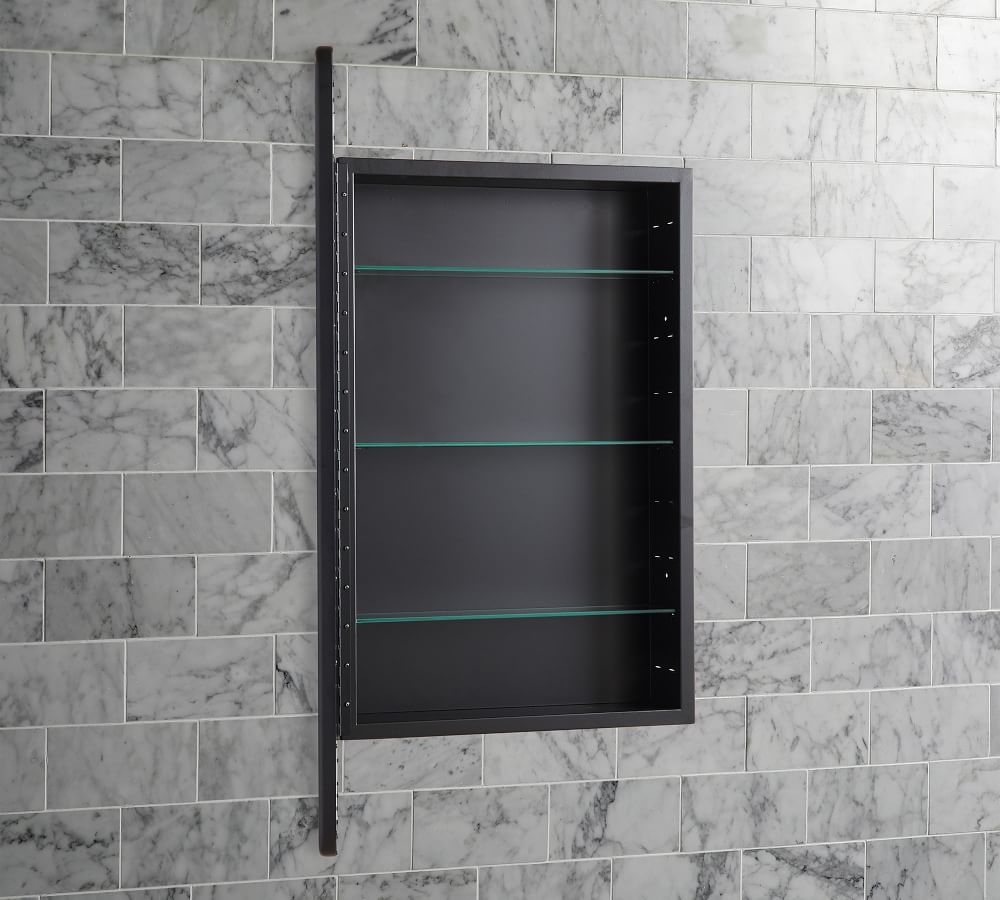 Satin Nickel Vintage Rounded Rectangular Recessed Medicine