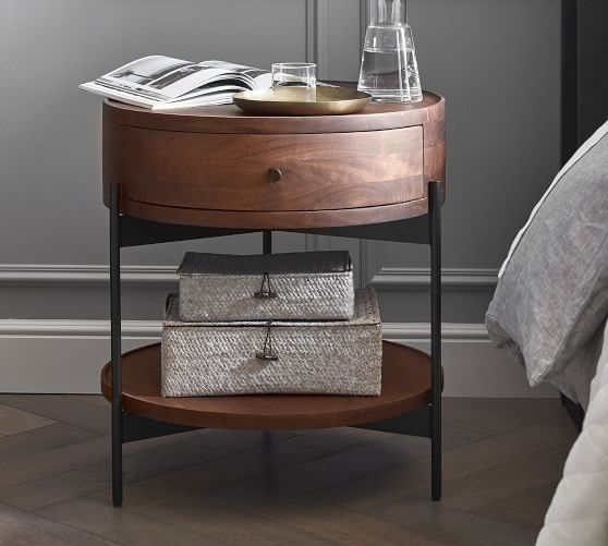 Warren 22 Round Nightstand Pottery Barn, Round Bedside Tables With Drawers