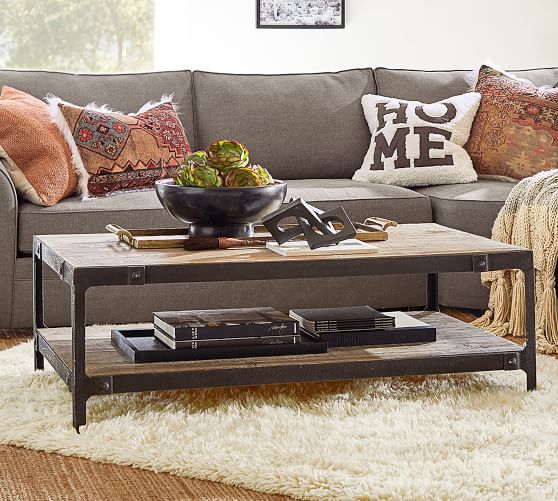 pottery barn wood coffee table