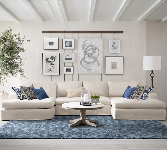 Big Sur Square Arm Slipcovered U Shaped Double Chaise Sectional Pottery Barn Big Sur Square Arm Slipcovered U Shaped, What Size Coffee Table For U Shaped Sectional