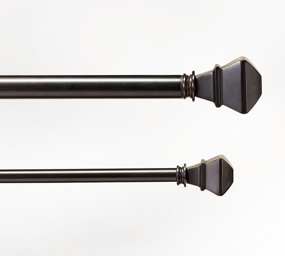 Pottery Barn PB Standard Square Curtain Drapery Rod Bronze finials .75 Set 2 