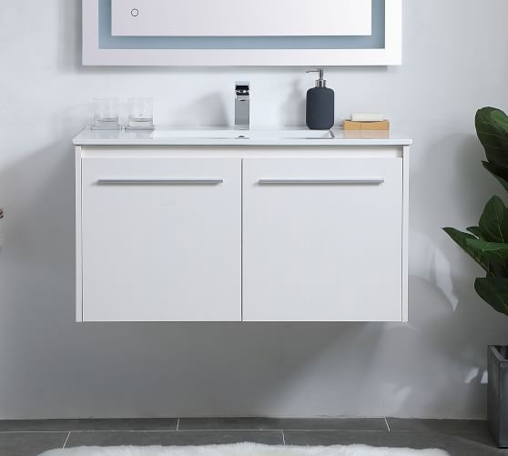 Luc 24 36 Single Sink Floating Vanity, Floating Bathroom Cabinets White