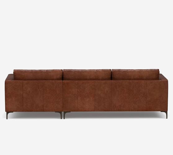 Jake Leather Sofa Chaise Sectional, Cognac Leather Couch Sectional