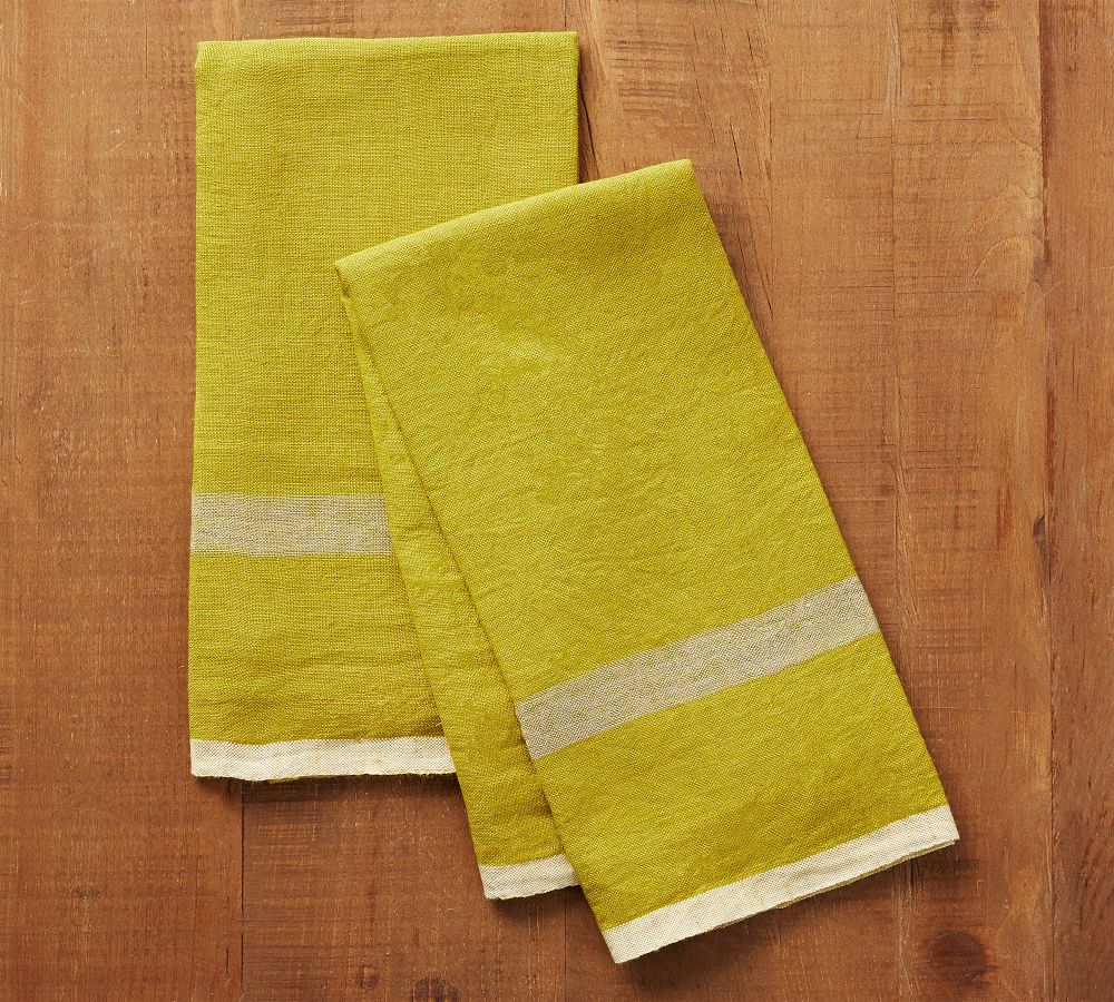 Rustic Stripe Outdoor Camping Decor Linen Cotton Tea Towels by Roostery Set of 2 