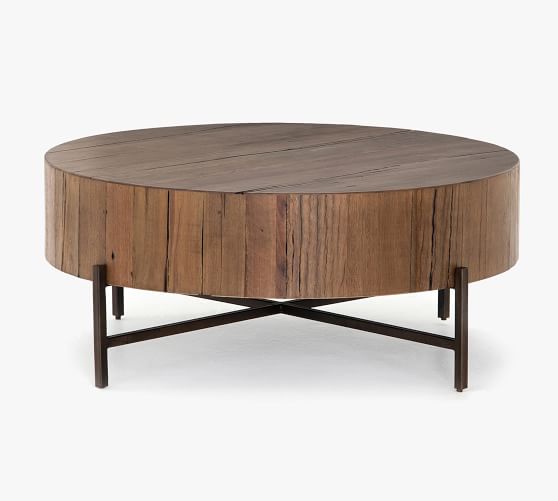Fargo 40 Round Reclaimed Wood Coffee, Reclaimed Wood Side Table Round