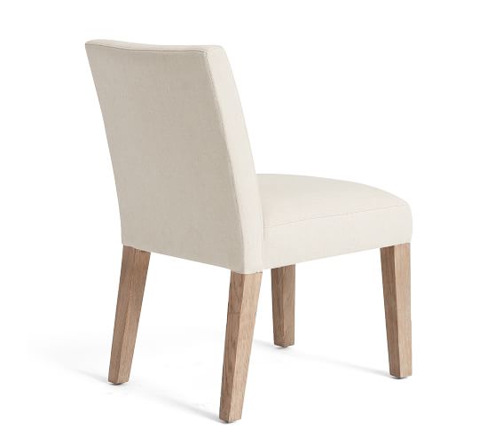 Classic Upholstered Dining Chair, Ivory Leather Dining Chairs With Oak Legs