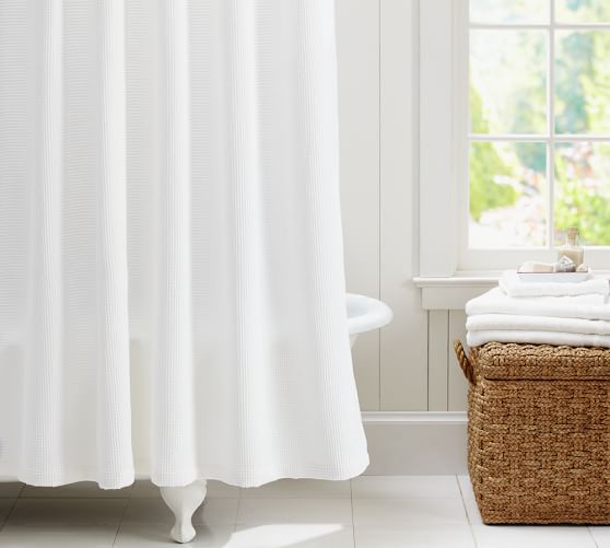 Williams sonoma Chambers® Waffle Shower Curtain Pique white 