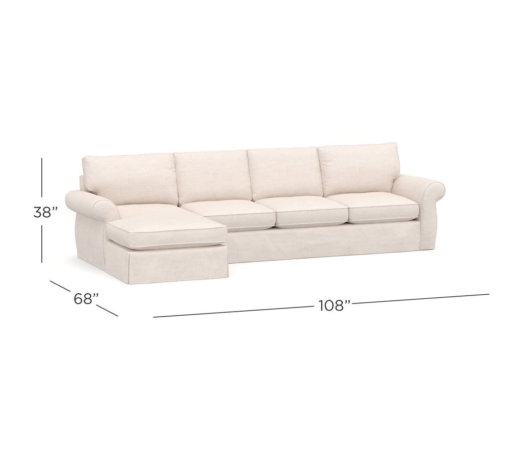 Pearce Roll Arm Slipcovered Sofa Chaise Sectional | Pottery Barn