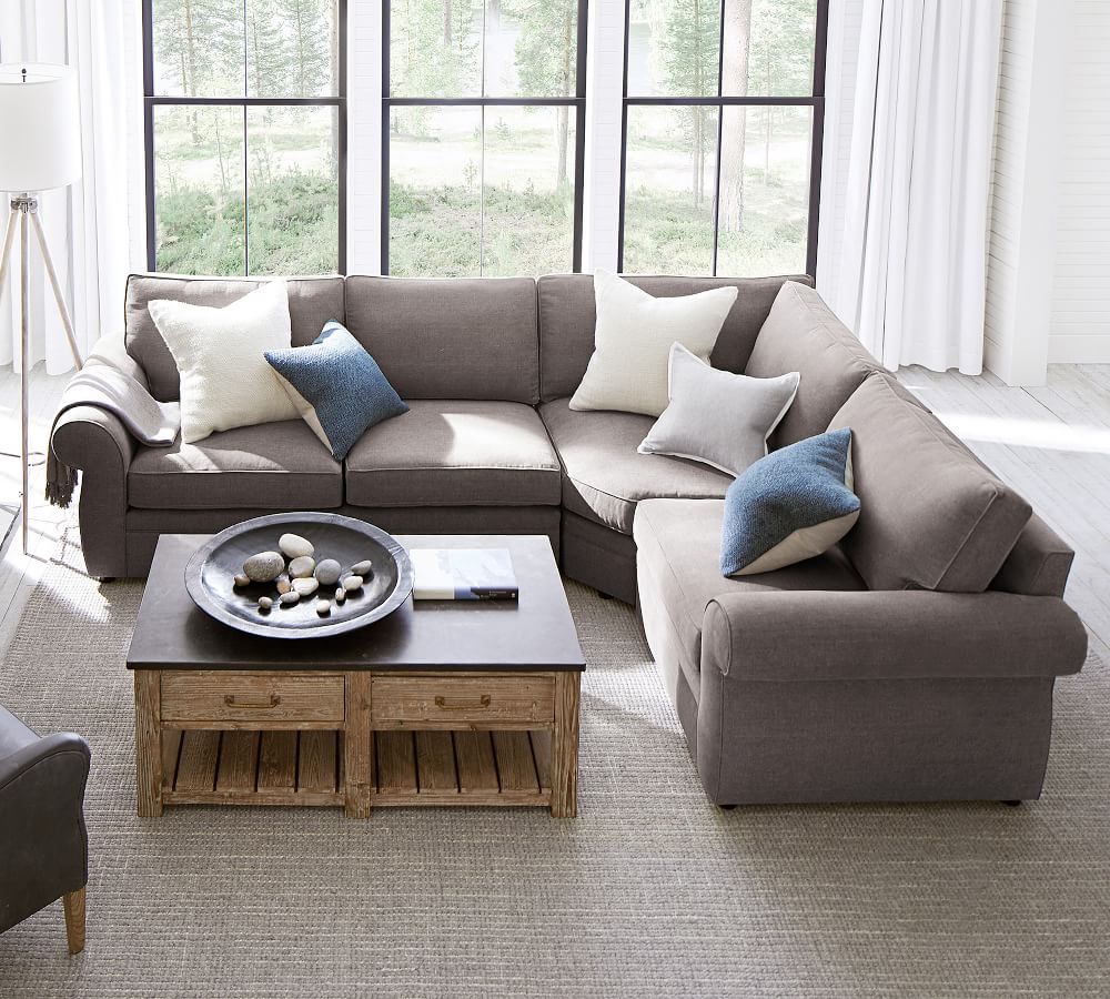 Pearce Roll Arm Upholstered 3Piece Sectional with Wedge Pottery Barn