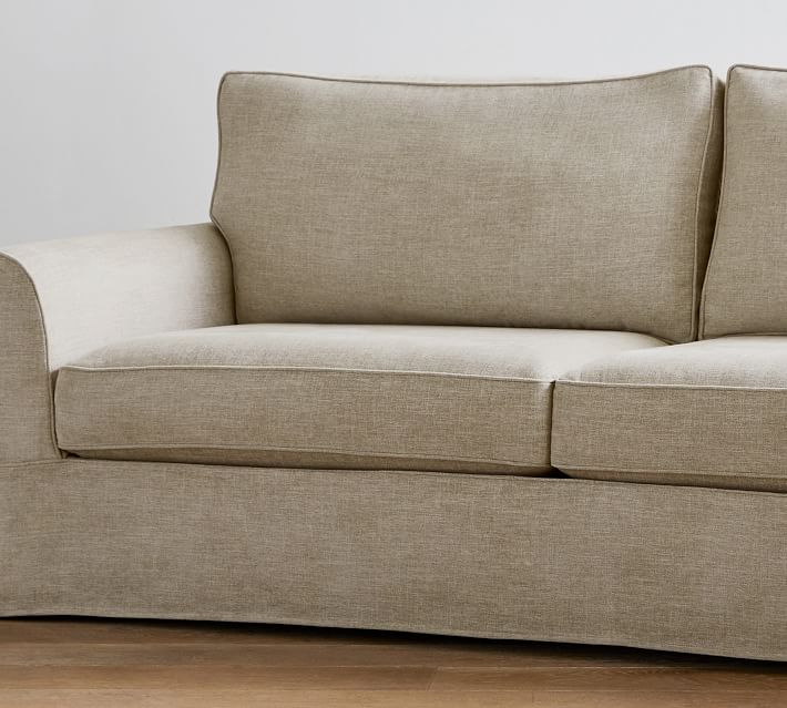 PB Comfort Roll Arm Slipcovered Sleeper Sofa With Memory Foam Mattress