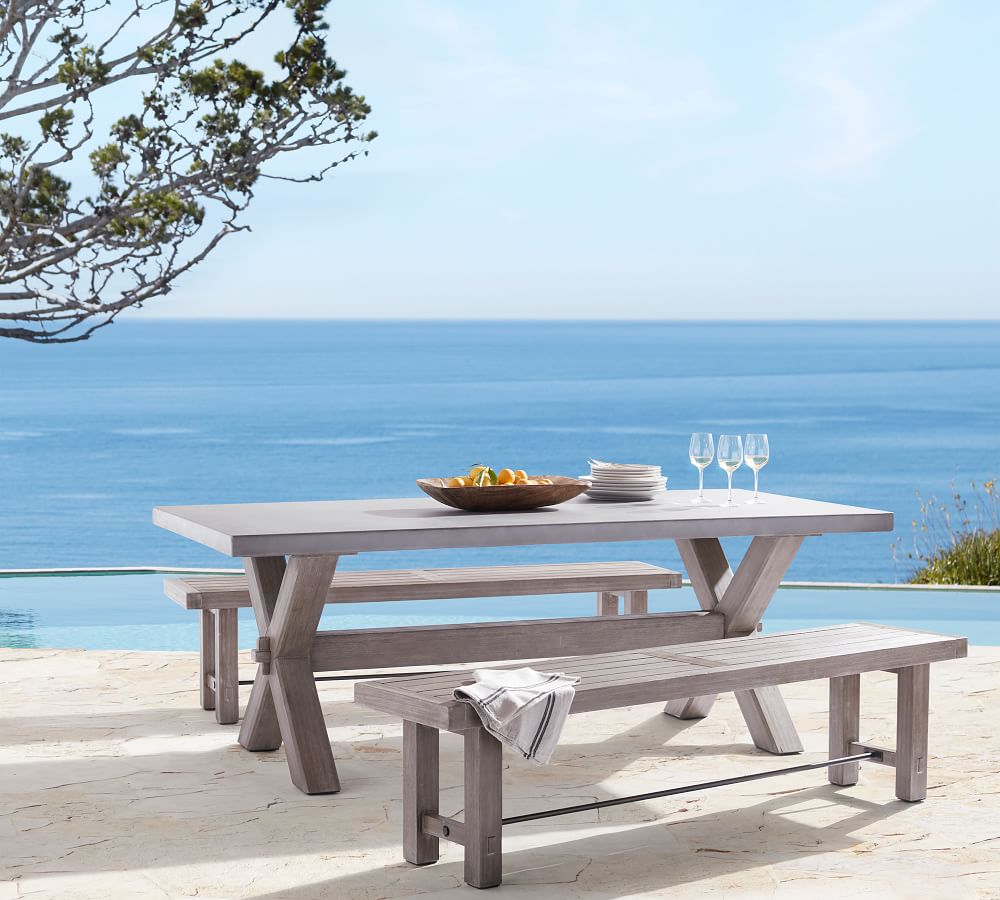 Abbott Indoor/Outdoor 84" Concrete & FSC® Acacia Dining Table Pottery