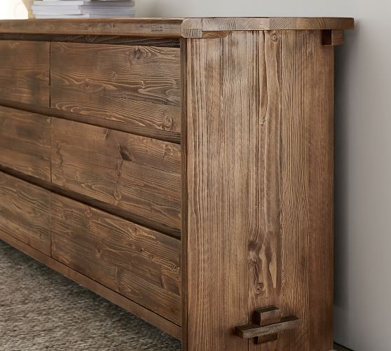 North Reclaimed Wood 6 Drawer Wide, Reclaimed Teak Double Dresser