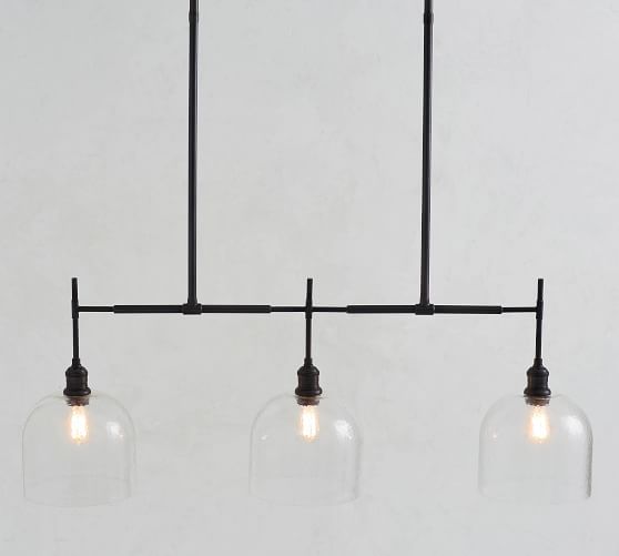 Textured Glass Linear Chandelier Pottery Barn Textured Glass Linear Chandelier, Black Linear Chandelier With Shades