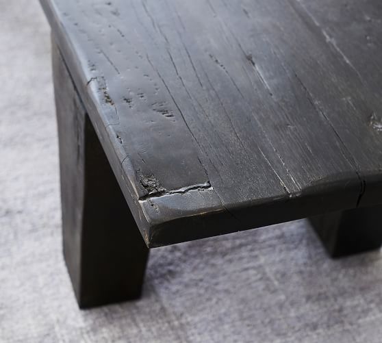 Rocklin 65 Reclaimed Wood Coffee Table, Reclaimed Wood Black Side Table