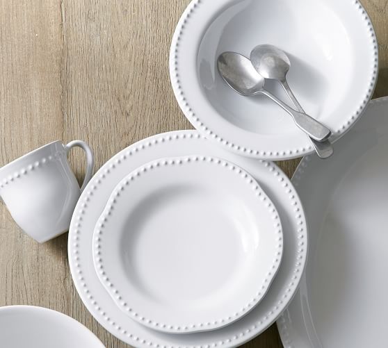 white stoneware plates