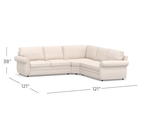 Pearce Upholstered 3-Piece L-Sectional with Wedge | Pottery Barn