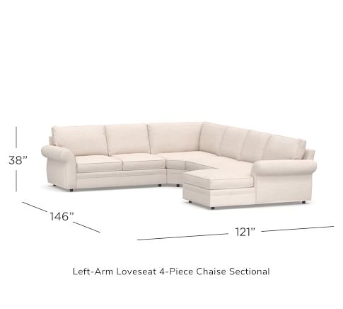Pearce Roll Arm Upholstered 4-Piece Chaise Sectional with Wedge ...