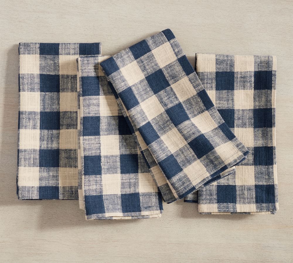 Dalton Check Yarn Dyed Cotton/Linen Napkins Set of 4 Pottery Barn