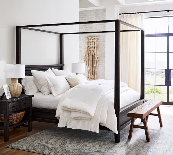 Farmhouse Canopy Bed Wooden Beds, California King Canopy Bed With Curtains