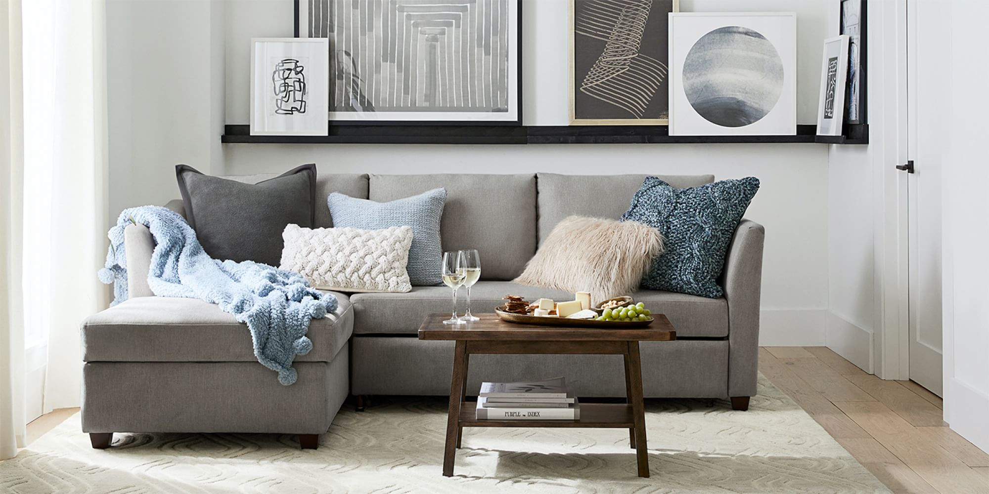 Celeste Upholstered Trundle Sleeper Sofa with Chaise Sectional