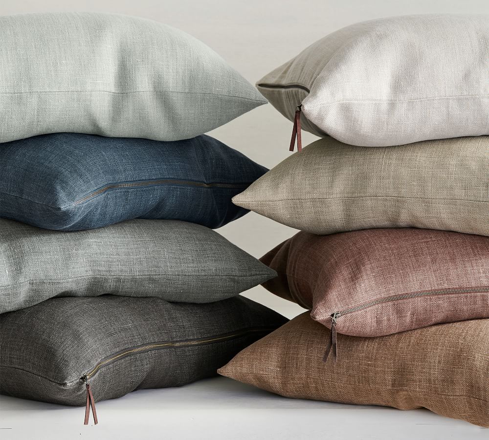 Natural Linen Pillow cover Custom size Linen Pillowcase with Button Zipper Linen Pillowcases in Light Grey Pillowcases Set
